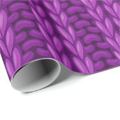 パープルウィンター編み物ウールパターン ラッピングペーパー (ロールコーナー)