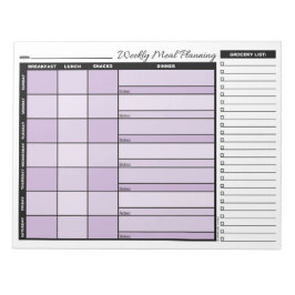パープルウィークリープランナーと食料品リスト ノートパッド