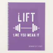 パープルウェイトリフティングジムフィットネス プランナー手帳 (正面)