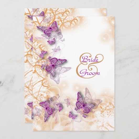 パープルウェディングエンゲージ・アニバーサリー 招待状 (正面/裏面)