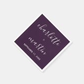 パープルウェディングシャワー スタンダードカクテルナプキン (角)