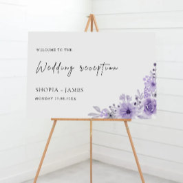 パープルウェディングレセプションウェルカムサイン ポスター