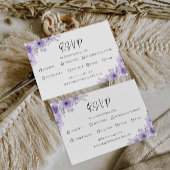 パープルウェディングRSVPカードテンプレート