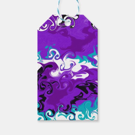 パープルウェーパーソナライズされたズフルードアート誕生日 ギフトタグ (正面)