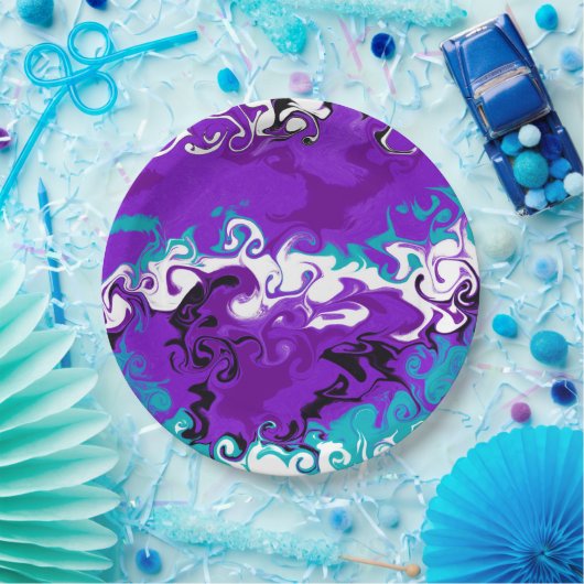 パープルウェーパーソナライズされたズフルードアート誕生日 ペーパープレート (パーティー)