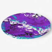 パープルウェーパーソナライズされたズフルードアート誕生日 ペーパープレート (アングル)