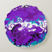 パープルウェーブスフルートアート ラウンドクッション (裏面)