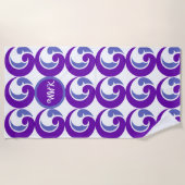 パープルウェーブロゴモノグラムビーチタオル ビーチタオル (正面)