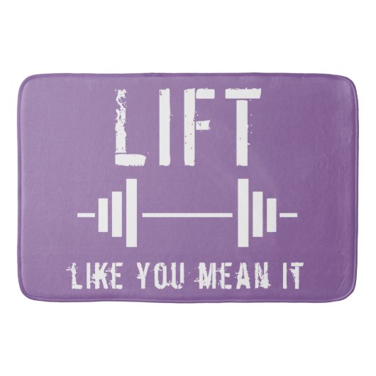 パープルウエイトリフティングフィットネスジムバスマット バスマット (正面)