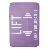 パープルウエイトリフティングフィットネスジムバスマット バスマット (正面縦)