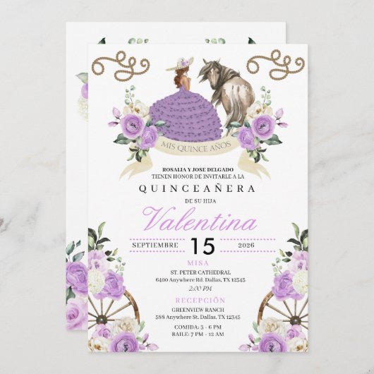 パープルウエスタンチャロホースキンセアニラ 招待状 (正面/裏面)