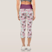 パープルウエストフローラプリントブルーヨガパンツ カプリレギンス (裏面)