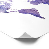 パープルウォーターのカラーワールドマップ ポスター (角)