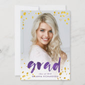 パープルウォーターの色と金ゴールド |フォトグラードパーティー 招待状 (正面)