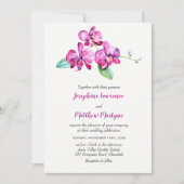 パープルウォーターエレガントカラー蘭フローラ結婚ズ 招待状 (正面)