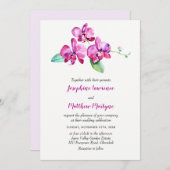 パープルウォーターエレガントカラー蘭フローラ結婚ズ 招待状 (正面/裏面)