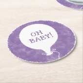 パープルウォーターカスタムカラー文字ベビーシャワーああベビー ラウンドペーパーコースター (アングル)