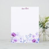 パープルウォーターカラーの花の文房具 (スタンド正面)
