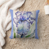 パープルウォーターカラーアイリスアイリスフローラアートクッション クッション (ブランケット)
