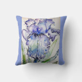 パープルウォーターカラーアイリスアイリスフローラアートクッション クッション (裏面)