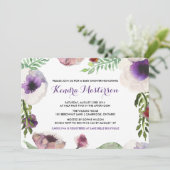 パープルウォーターカラーアネモネベビーシャワー招待状 招待状 (スタンド正面)