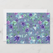 パープルウォーターカラーアネモンスブラックブライダルティーパーティー 招待状 (裏面)