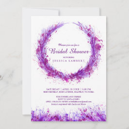 パープルウォーターカラーアートスプラットブライダルシャワー招待状 招待状