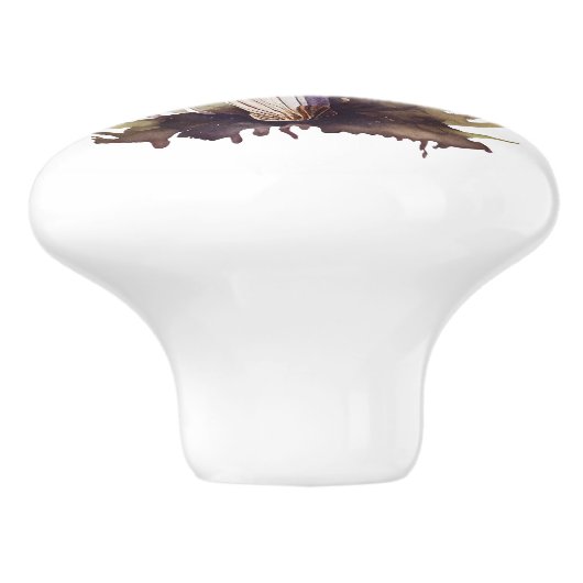 パープルウォーターカラーウッドランドマッシュルームコテージコア セラミックノブ (側面)