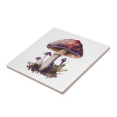 パープルウォーターカラーウッドランドマッシュルームコテージコア タイル (側面)