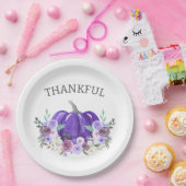 パープルウォーターカラーカボチャフローラ ペーパープレート (パーティー)