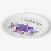 パープルウォーターカラーカボチャフローラ ペーパープレート (アングル)