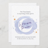 パープルウォーターカラーガールベビーシャワー招待状  招待状 (正面/裏面)