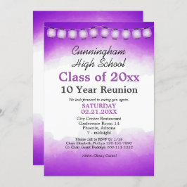 パープルウォーターカラークラス懇親会テンプレート 招待状