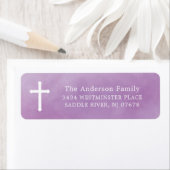 パープルウォーターカラークロス宗教差出人住所 ラベル (インサイチュ)