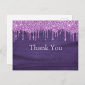 パープルウォーターカラーグリッター タイポグラフィー ありがとうございます ポストカード (正面/裏面)