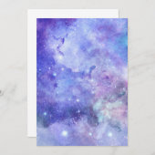 パープルウォーターカラースタリースカイ宇宙ラバー銀河系 招待状 (正面/裏面)
