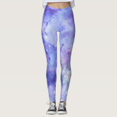 パープルウォーターカラースターリースカイ宇宙恋人銀河系 レギンス (正面)