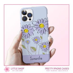 パープルウォーターカラーダイジー モノグラム iPhone 15ケース