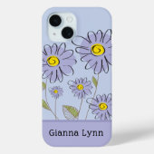 パープルウォーターカラーダイジー モノグラム Case-Mate iPhoneケース (裏面)