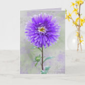 パープルウォーターカラーダリア誕生日 カード (黄色い花)