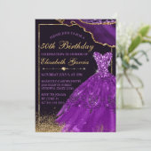 パープルウォーターカラードレスエーゲート誕生日 招待状 (スタンド正面)