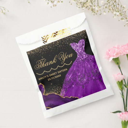 パープルウォーターカラードレススウィート16誕生日 フェイバーバッグ (封をした状態)