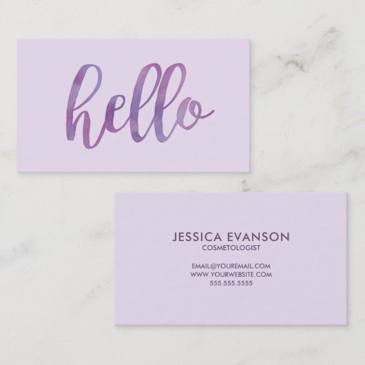 パープルウォーターカラーハロータイポグラフィ 名刺 (正面/裏面)