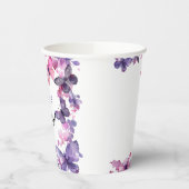 パープルウォーターカラーバタフライガールズ誕生日 紙コップ (左)