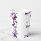 パープルウォーターカラーバタフライガールズ誕生日 紙コップ (右)