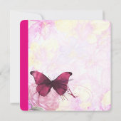 パープルウォーターカラーバタフライブライダルシャワー 招待状 (裏面)