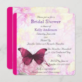 パープルウォーターカラーバタフライ ブライダルシャワー 招待状 (正面/裏面)