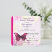 パープルウォーターカラーバタフライ ブライダルシャワー 招待状 (スタンド正面)