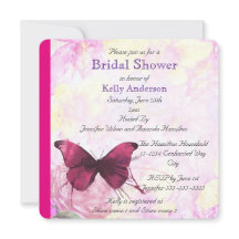 パープルウォーターカラーバタフライ ブライダルシャワー