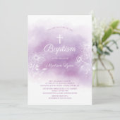 パープルウォーターカラーバプテスマ《キリスト教》洗礼式や命名式 招待状 (スタンド正面)